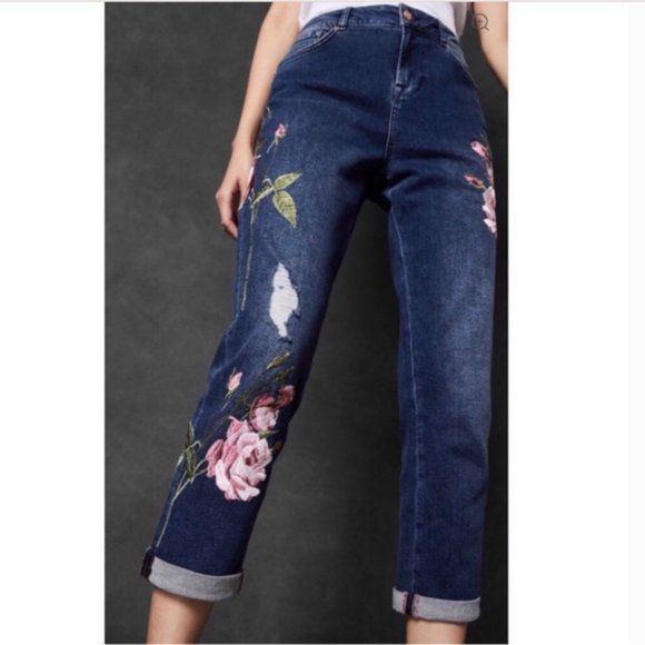 Ted Baker London Denim - Ted Baker London PREMIUM DENIM Jeans with Pink Floral Embroidery NWOT